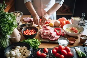 Home cook preparing ingredients at a kitchen counter